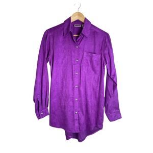 VINTAGE Chico’s Design Women’s Purple Casual Button Down Blouse Size 0 (S)